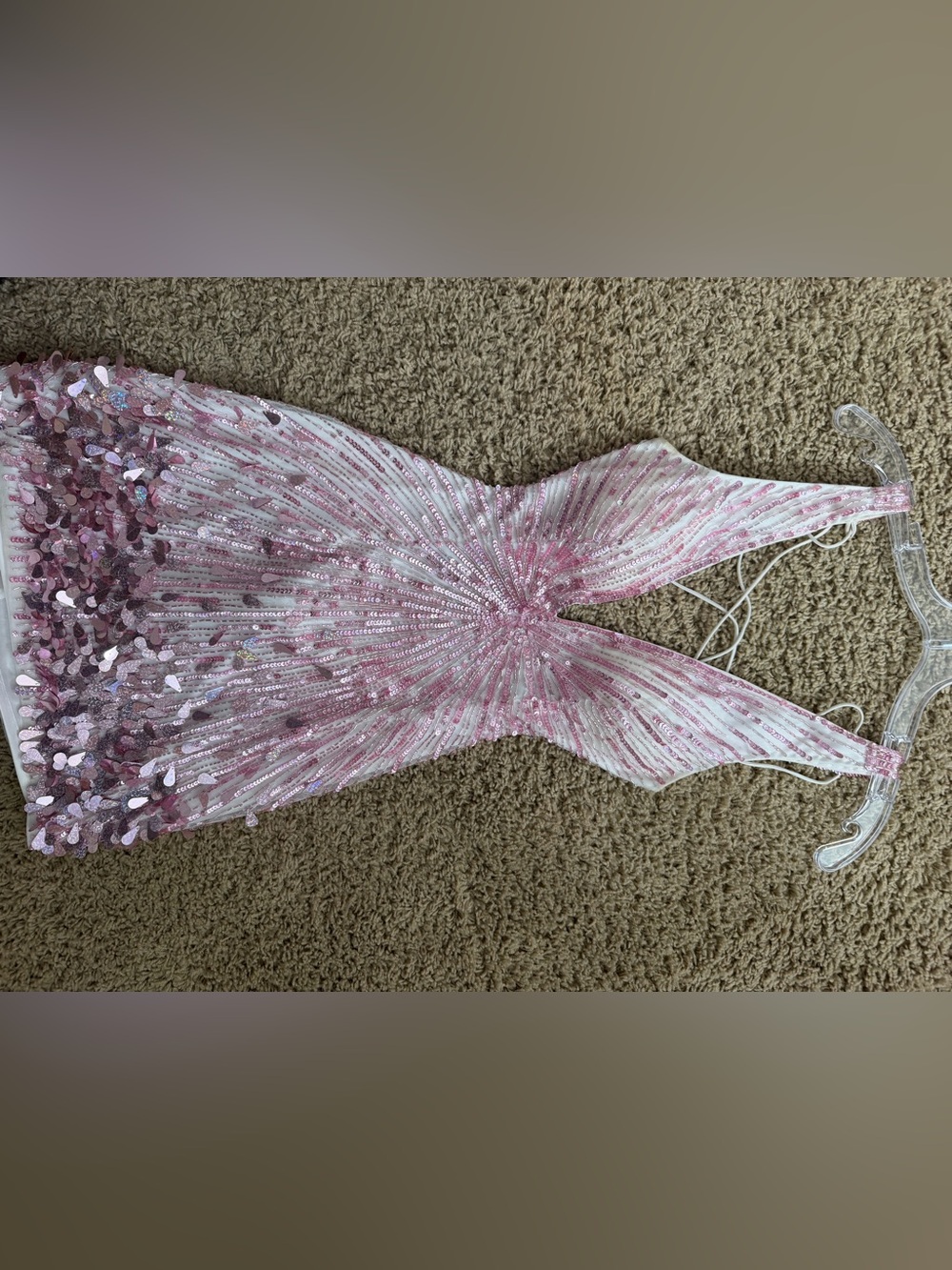 Girls' Pink Sequin Party Dress with V-Neck